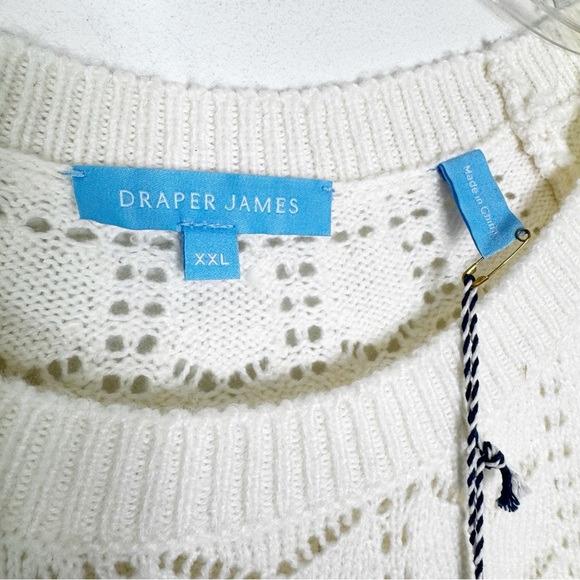 NWT Draper James Peplum Knit Pointelle Sweater Willow White Size XXL - Picture 10 of 14